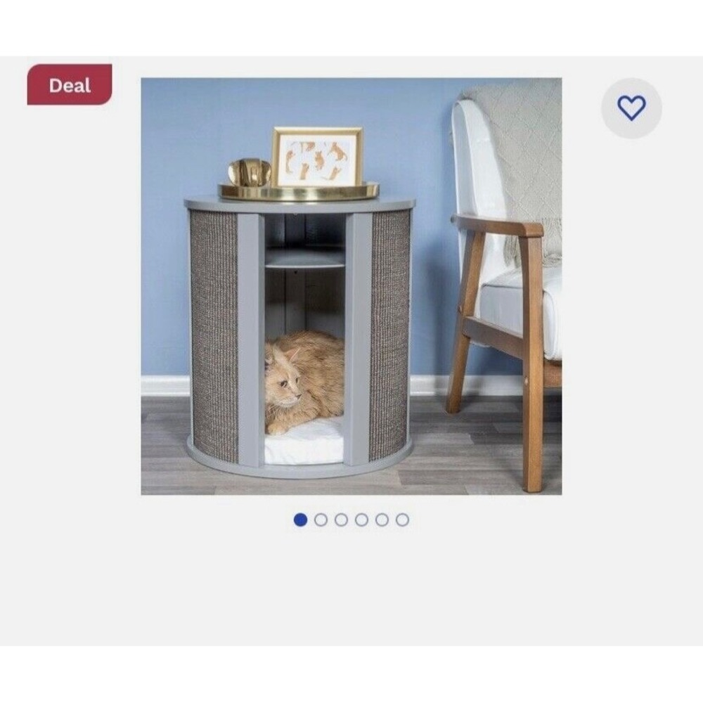 THE REFINED FELINE Purrrrfect End Table Cat Bed Cave in Smoke Gray